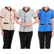 Housekeeping tunics in beige, grey and blue