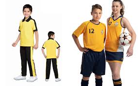 Yellow and black sports uniforms for team activities